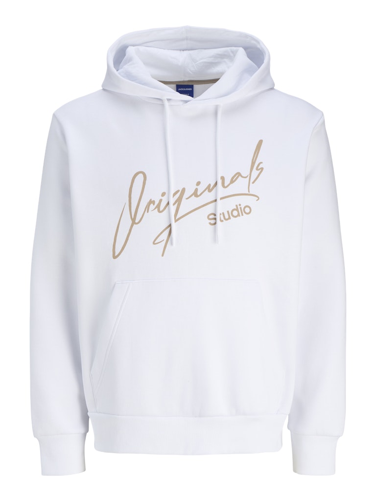 JACK JONES ORIGINALS Signature Bright White Sweat Hoodie Bright White front view