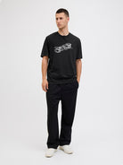 JACK JONES CORE Fusion Big Branding Black Tee Black model front view