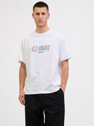 JACK JONES CORE Tier Front Print Bright White Tee Bright White front view