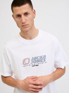 JACK JONES CORE Tier Front Print Bright White Tee Bright White back view