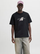 JACK JONES CORE Tier Front Print Black Tee Black back view