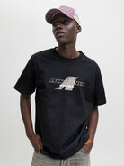 JACK JONES CORE Tier Front Print Black Tee Black front view