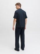 JACK JONES PREMIUM Walker Black Iris Zip Polo Black Iris back view