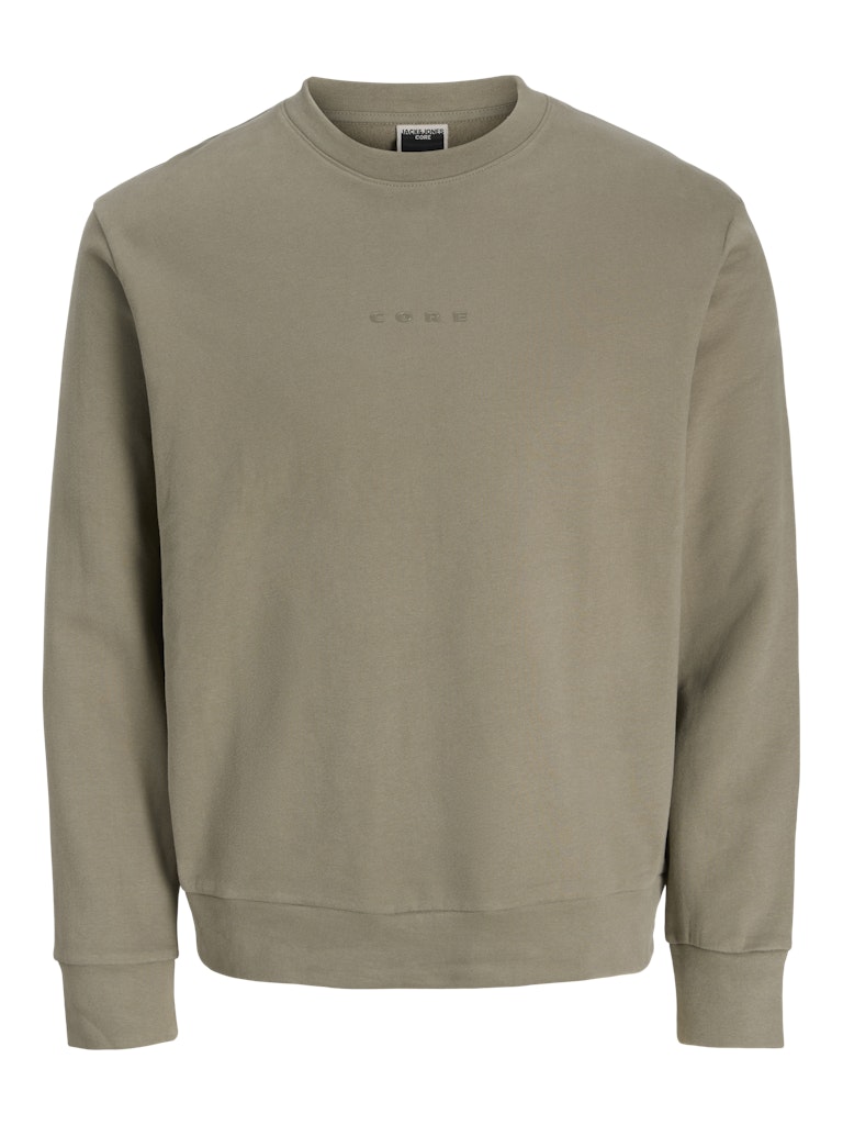 Khaki sweatshirt with a brand logo on a white background