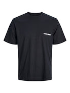 JACK & JONES Grid Photo Back Short Sleeve Tee - Black BLACK front view