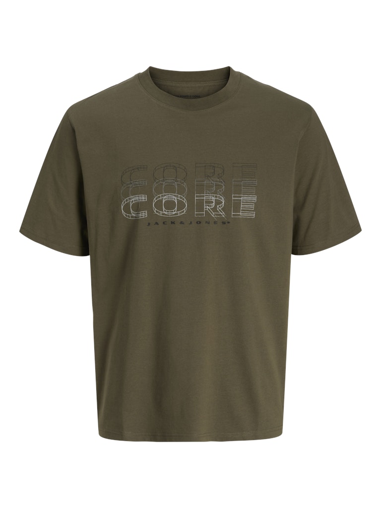 JACK JONES CORE Fusion Big Branding Tee Short Sleeve Crew Neck-Grape Leaf Grape Leaf flat front view