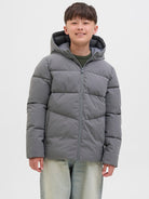 Jack Jones Youths Global Junior Puffer Jacket-Castlerock Castlerock front view