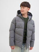Jack Jones Youths Global Junior Puffer Jacket-Castlerock Castlerock detail view