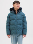 Jack Jones Youths Global Junior Puffer Jacket-Orion Blue Orion Blue front view