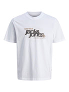 JACK JONES CORE Grid Branding Tee-Bright White Bright White front view