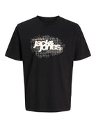 JACK JONES CORE Grid Branding Tee-Black BLACK front view