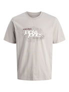 JACK JONES CORE Grid Branding Tee Short Sleeve Crew Neck-Paloma Paloma front view