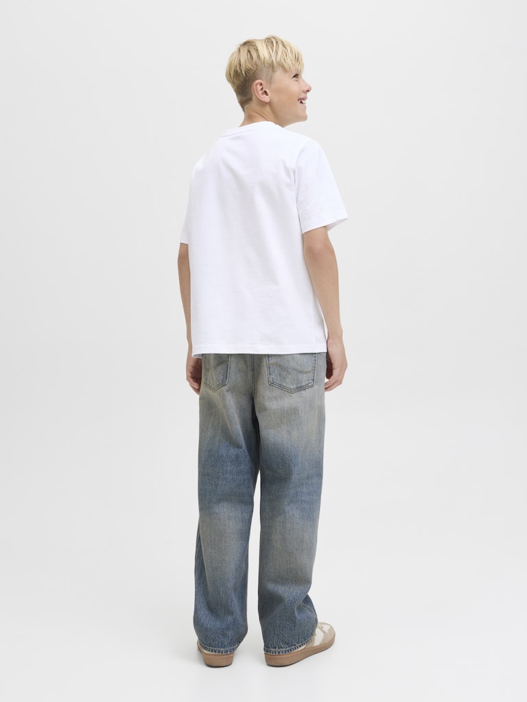 Jack Jones Youths Tier Junior Tee-Bright White Bright White model front view