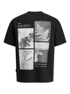 JACK JONES CORE Point Back Print T-shirt-Black BLACK model front view
