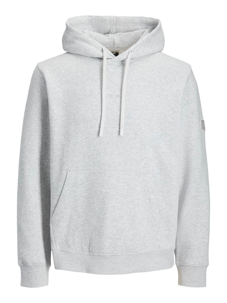 Gray hoodie with 'Core' branding on a white background