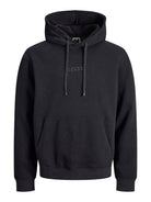 JACK JONES CORE Point Badge Hoodie-Black Black front view