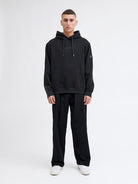 JACK JONES CORE Point Badge Hoodie-Black Black back view