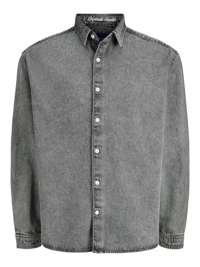 Gray denim shirt on a white background