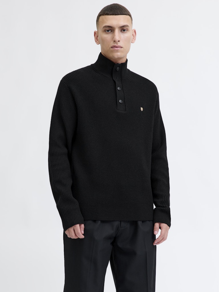 JACK JONES PREMIUM Blurichard Knit High Neck-Black Black front view