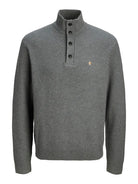 JACK JONES PREMIUM Blurichard Knit High Neck-Medium Grey Melange Medium Grey Melange front view
