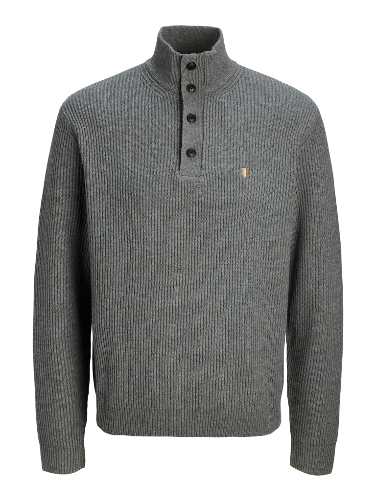 JACK JONES PREMIUM Blurichard Knit High Neck-Medium Grey Melange Medium Grey Melange front view
