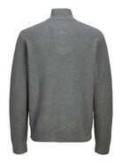 JACK JONES PREMIUM Blurichard Knit High Neck-Medium Grey Melange Medium Grey Melange model front view
