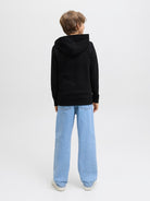 Jack Jones Youths Condor Sweat Hood Junior-Black Black model front view