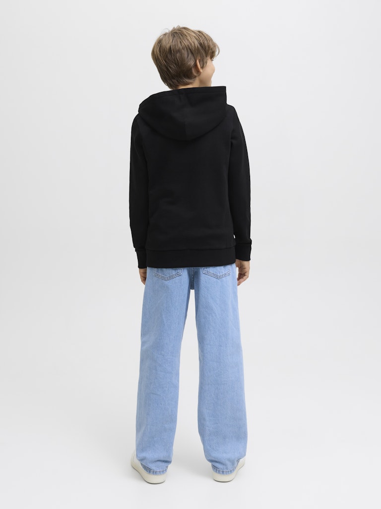 Jack Jones Youths Condor Sweat Hood Junior-Black Black model front view