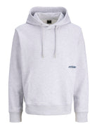 JACK JONES CORE Union Minimal Print Sweat White Melange Hoodie White Melange front view