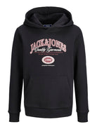 Jack Jones Youths Ari Branding Black Sweat Junior Hoodie Black flat front view
