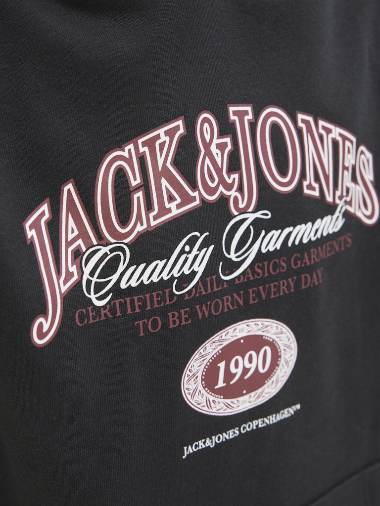 Jack Jones Youths Ari Branding Black Sweat Junior Hoodie Black side view