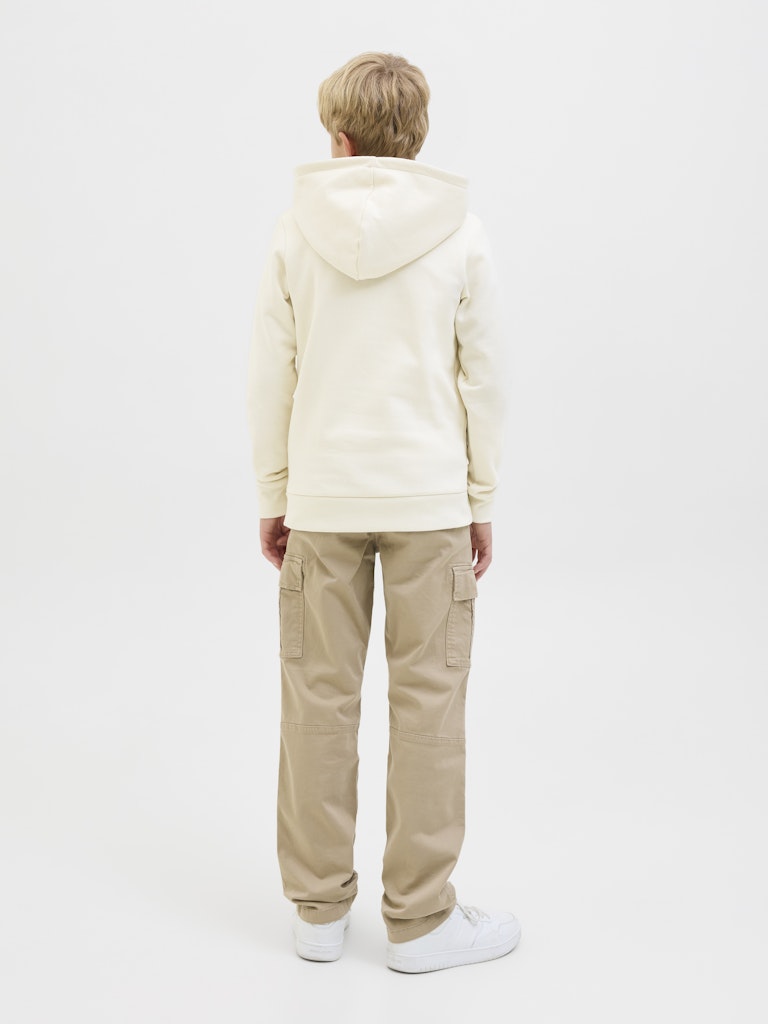 Boy's Ari Branding Antique White Sweat Junior Hoodie-Model Back View