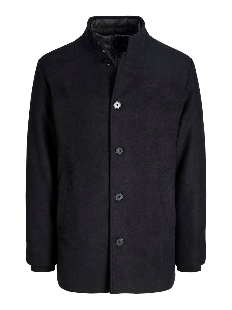 Black coat with buttons on a white background