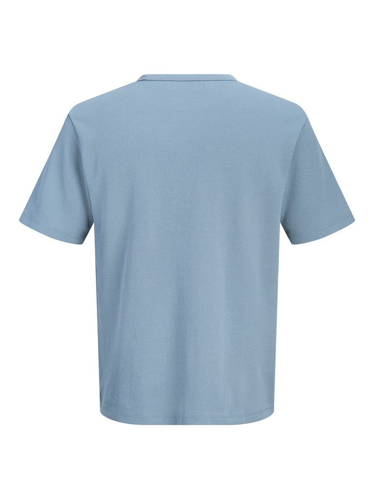 Men's Fusion Waffle Branded Crew Neck Tee - Blue Mirage-Back View
