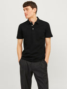 JACK & JONES Paulos Black Short Sleeve Polo Black front view