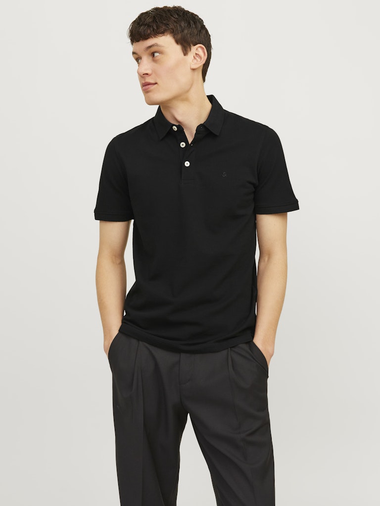 JACK & JONES Paulos Black Short Sleeve Polo Black front view