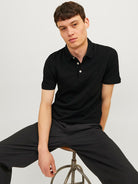 JACK & JONES Paulos Black Short Sleeve Polo Black back view