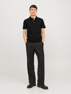 JACK & JONES Paulos Black Short Sleeve Polo Black model front view