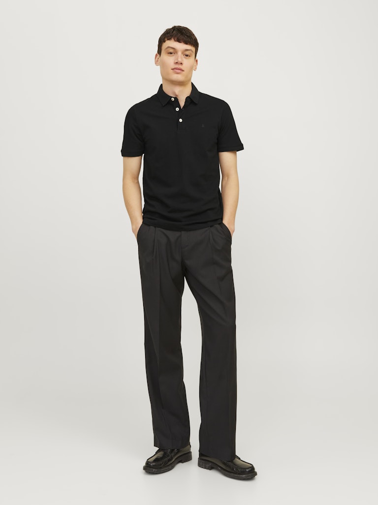 JACK & JONES Paulos Black Short Sleeve Polo Black model front view
