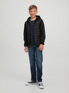 Jack Jones Youths Multi Quilted Jacket Junior-Black BLACK model front view