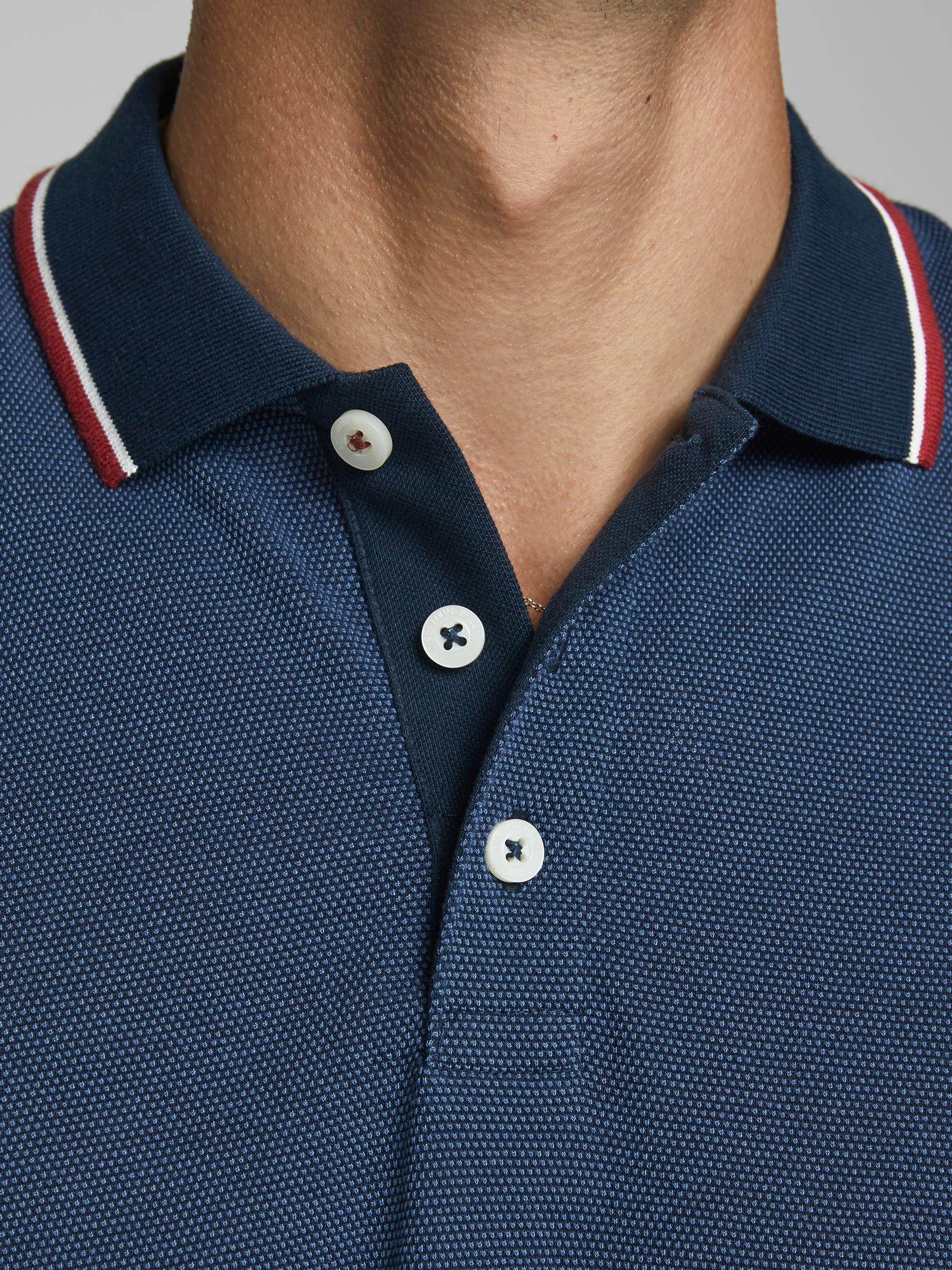 Men's Win Polo Long Sleeve-Navy Blazer-Button View