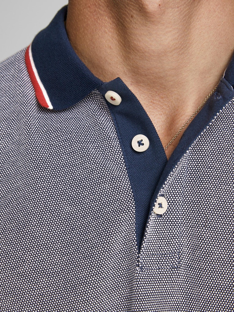 Win Long Sleeve Mood Indigo Polo Shirt-Collar view