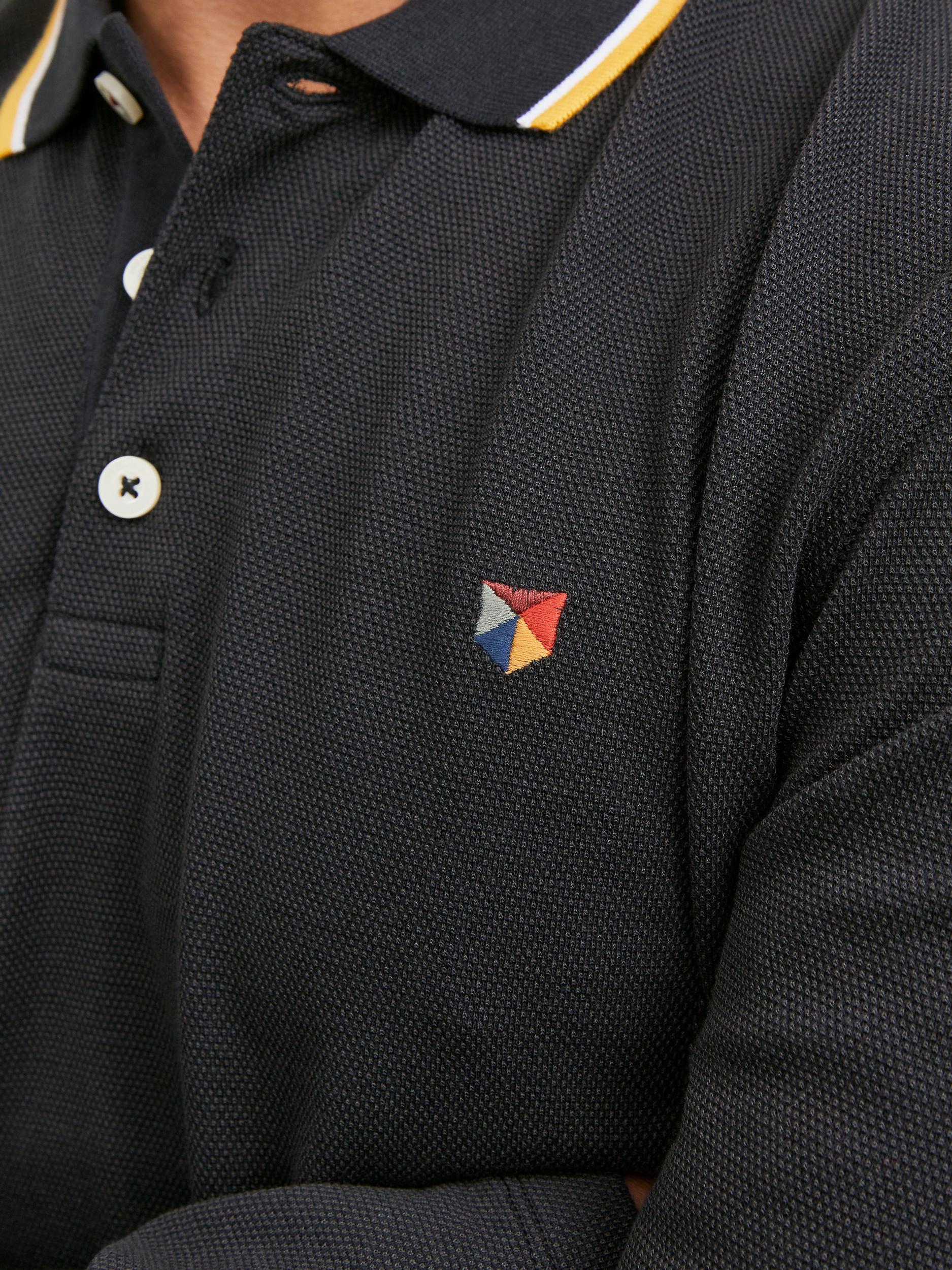 Men's Win Polo Long Sleeve-Black-Chest Logo View