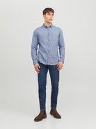 JACK & JONES Classic Faded Denim Melange Shirt Faded Denim model front view