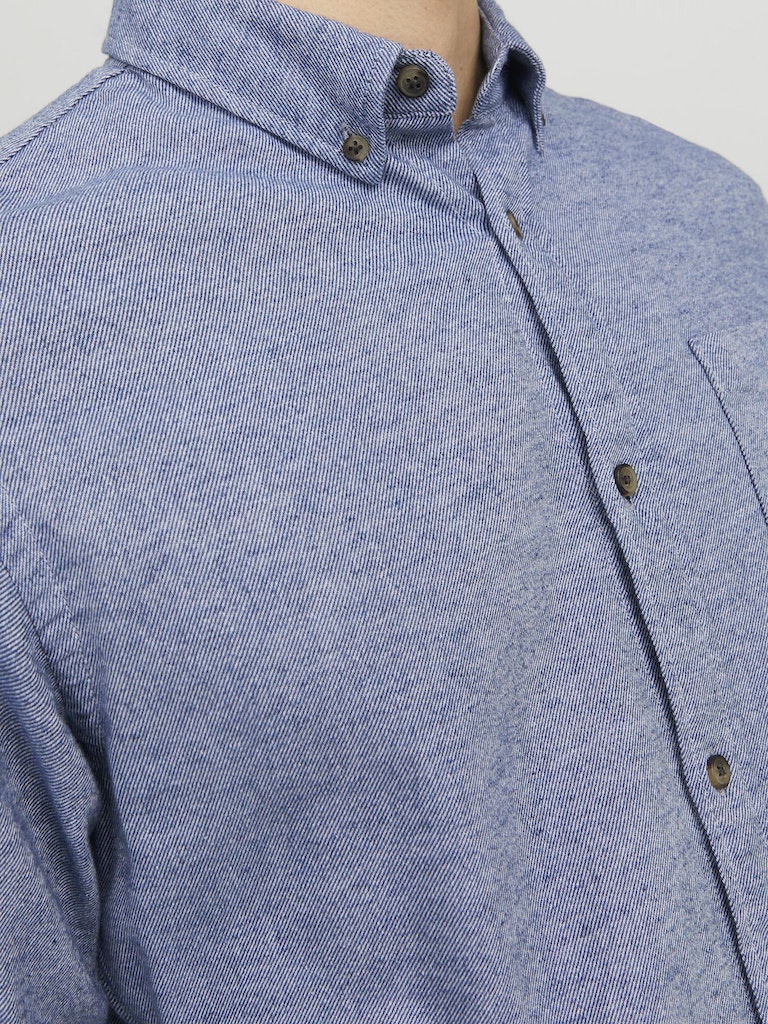 Classic Faded Denim Melange Shirt-Button detail