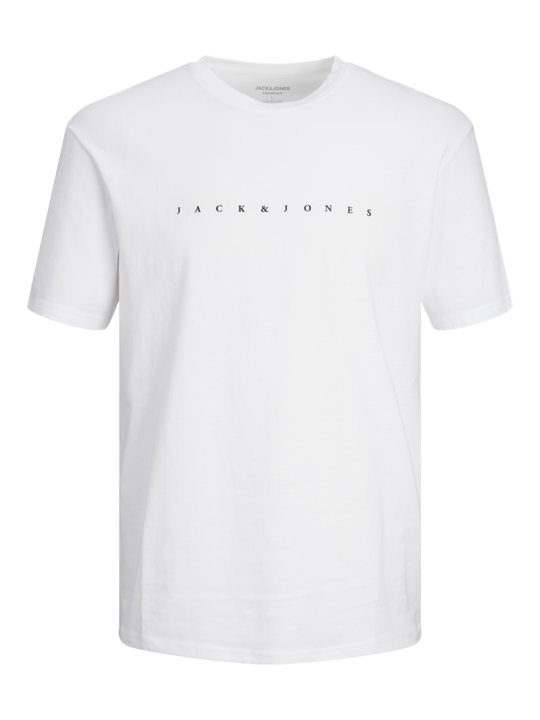 White t-shirt with 'Jack & Jones' logo on a white background