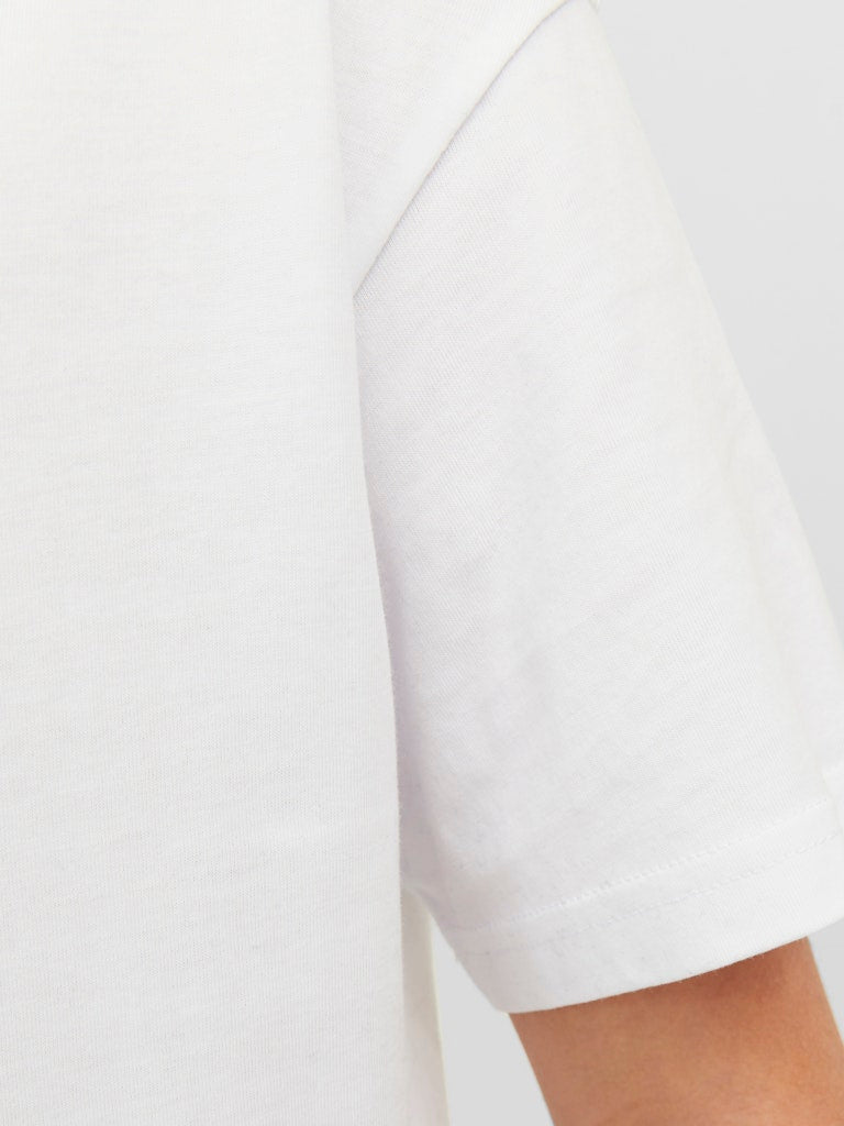 Jack Jones Youths Star Junior T-Shirt-White White flat front view