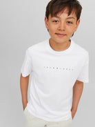 Jack Jones Youths Star Junior T-Shirt-White White model front view