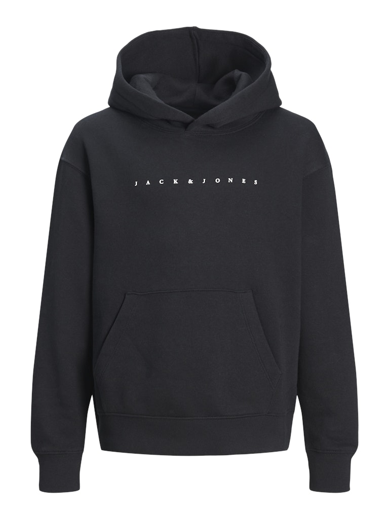 Black hoodie with 'Jack & Jones' logo on a white background