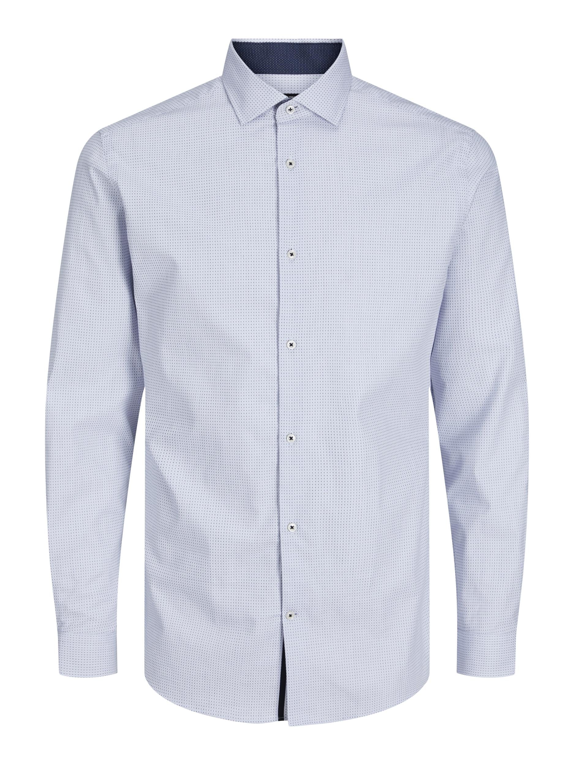 Men's Parker Detail Shirt Long Sleeve-White-Ghost Front View